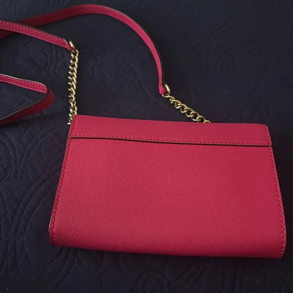 Kate Spade leather hot/medium pink crossbody chain purse - Picture 2 of 4
